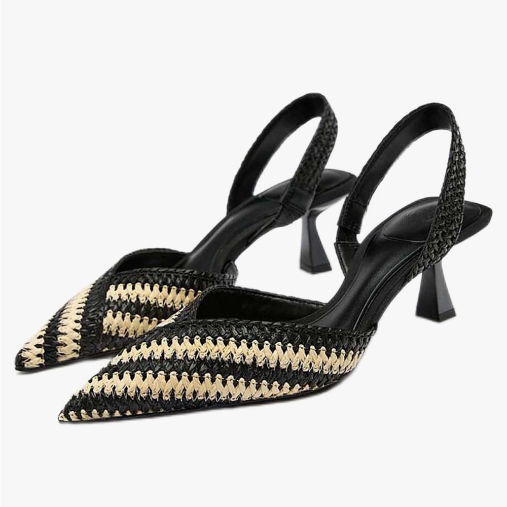 NWT Zara Woven Kitten Heels